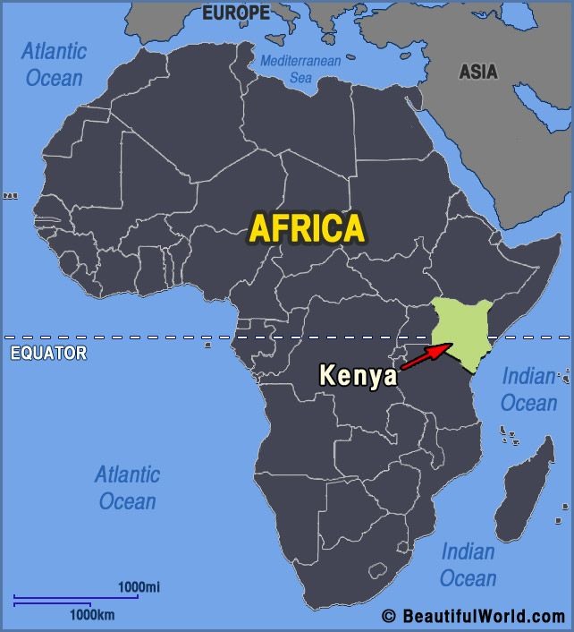 A map of the African continent highlighting Kenya's location on the equator, providing geographical context for your 2026 Kenya travel guide
